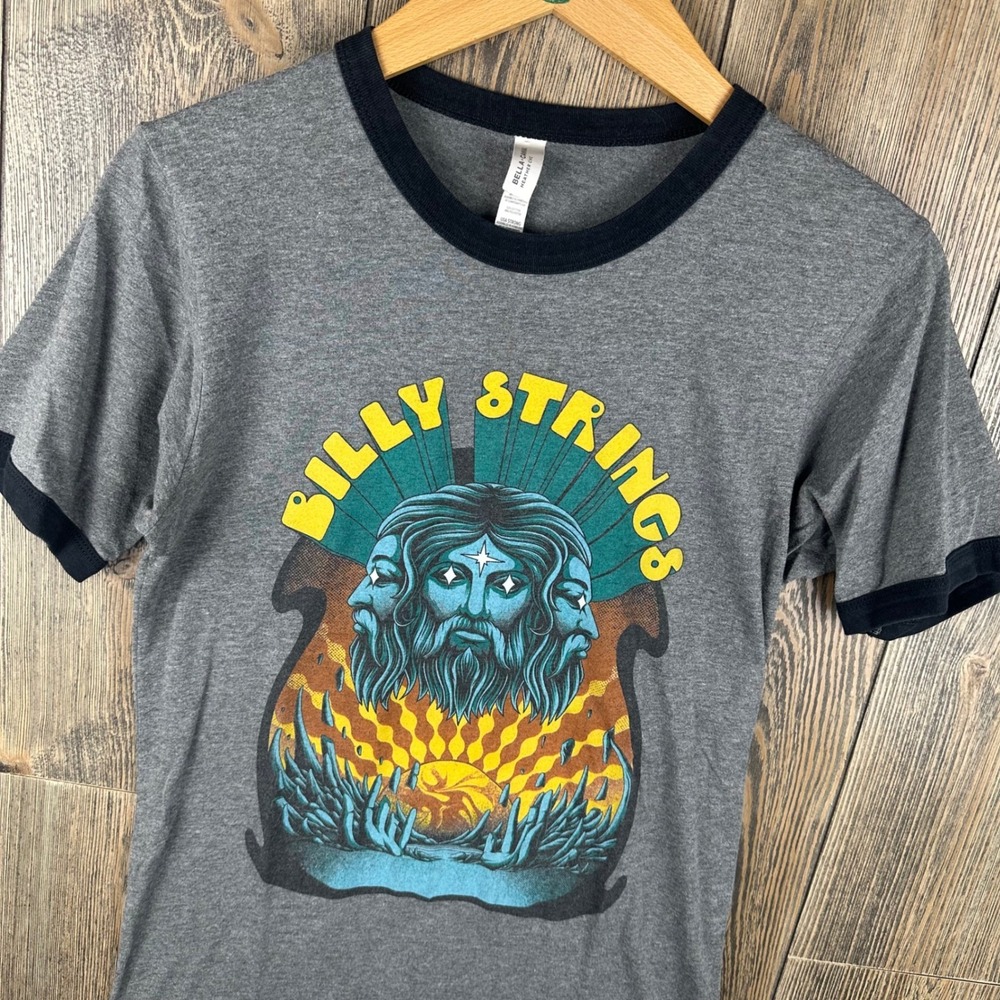 Billy Strings Graphic Ringer T-Shirt Bella Canvas Heather Grey Adult Small